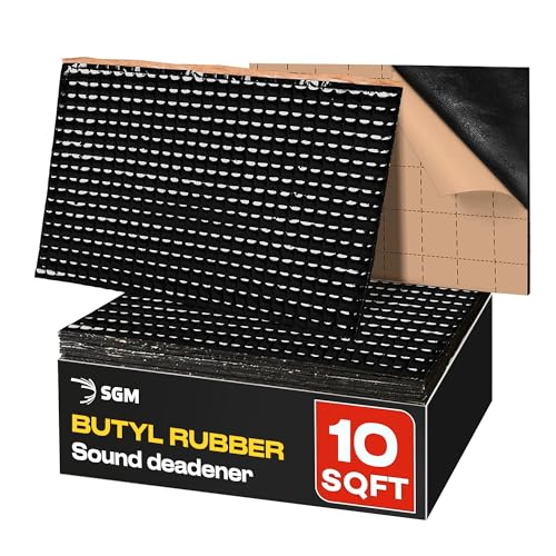 SGM Black Premium Car Sound Deadening Mat 80 mil (2mm) 10 sqft (0.92 sqm), Automotive Sound Deadener, Self Adhesive Butyl Car Sound Deadening Material, Audio Noise Insulation and Dampening Sheets