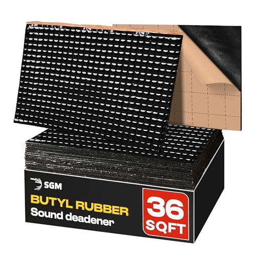 SGM Black Premium Car Sound Deadening Mat 80 mil (2mm) 36 sqft (3.4 sqm), Automotive Sound Deadener, Self Adhesive Butyl Car Sound Deadening Material, Audio Noise Insulation and Dampening Sheets
