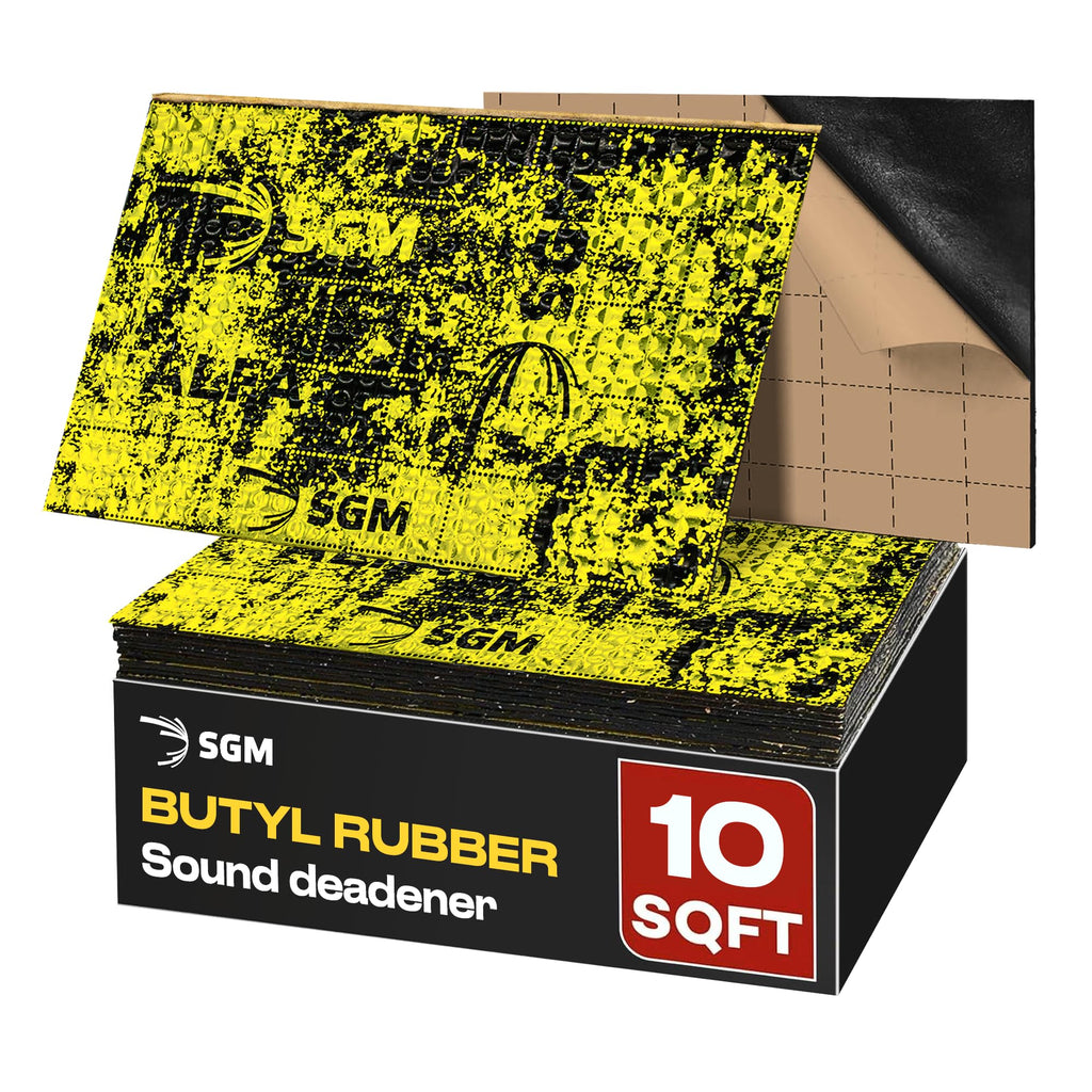 SGM Gold Exclusive Car Sound Deadening Mat 80 mil (2mm) 10 sqft (0.92 sqm), Automotive Sound Deadener, Self Adhesive Butyl Car Sound Deadening Material, Audio Noise Insulation and Dampening Sheets