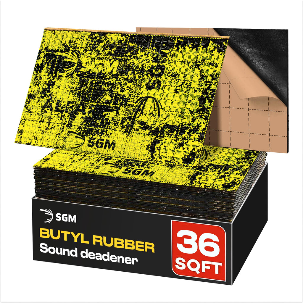 SGM Gold Exclusive Car Sound Deadening Mat 80 mil (2mm) 36 sqft (3.4 sqm), Automotive Sound Deadener, Self Adhesive Butyl Car Sound Deadening Material, Audio Noise Insulation and Dampening Sheets