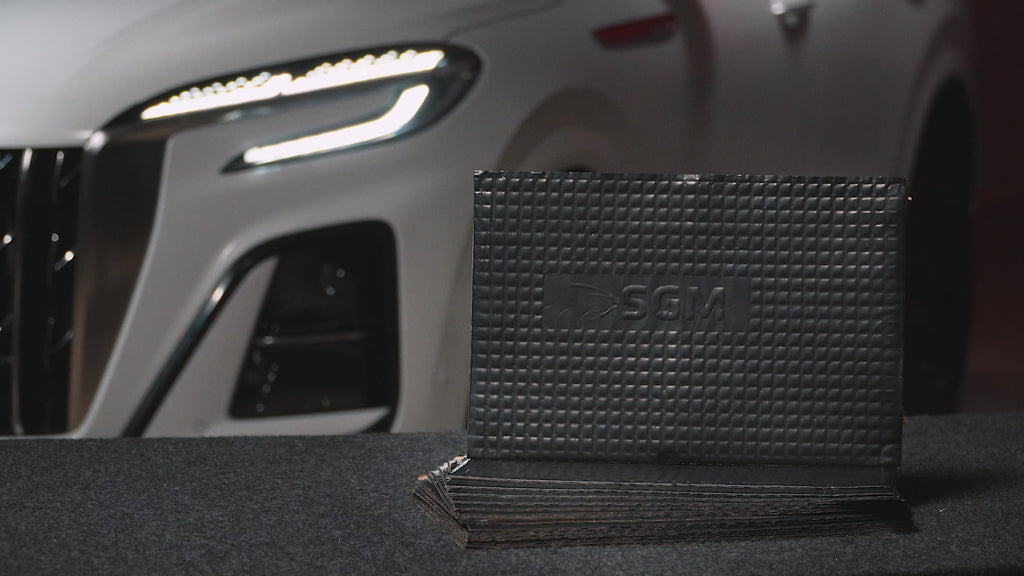 SGM Black Premium Car Sound Deadening Mat 80 mil (2mm) 30 sqft (2.78 sqm) with Installation Roller Set, Automotive Sound Deadener, Self Adhesive Butyl Car Sound Deadening Material, Audio Insulation